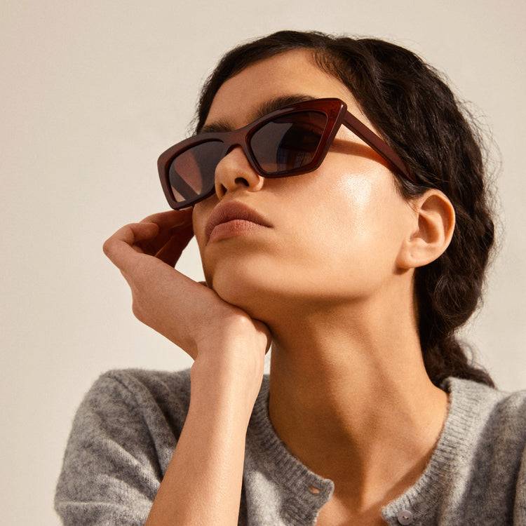 Pilgrim DAKOTA eckige Cat-Eye-Sonnenbrille braun Jubiläumsangebot