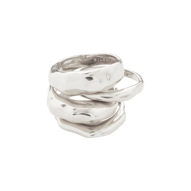 Pilgrim ASHER recycelte Ringe 4-in-1-Set versilbert Räumungsverkauf
