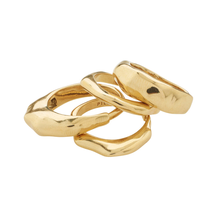 Pilgrim ASHER recycelte Ringe 4-in-1-Set vergoldet Tägliche Deals