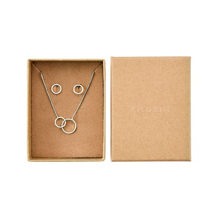 Pilgrim Viviane recyceltes Set, Halskette & Ohrstecker, versilbert Zeitbegrenzte Promotion
