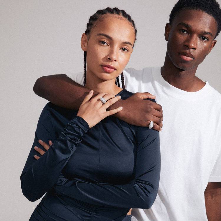 Pilgrim FOCUS recycelte Kristall Ring versilbert Auslauf