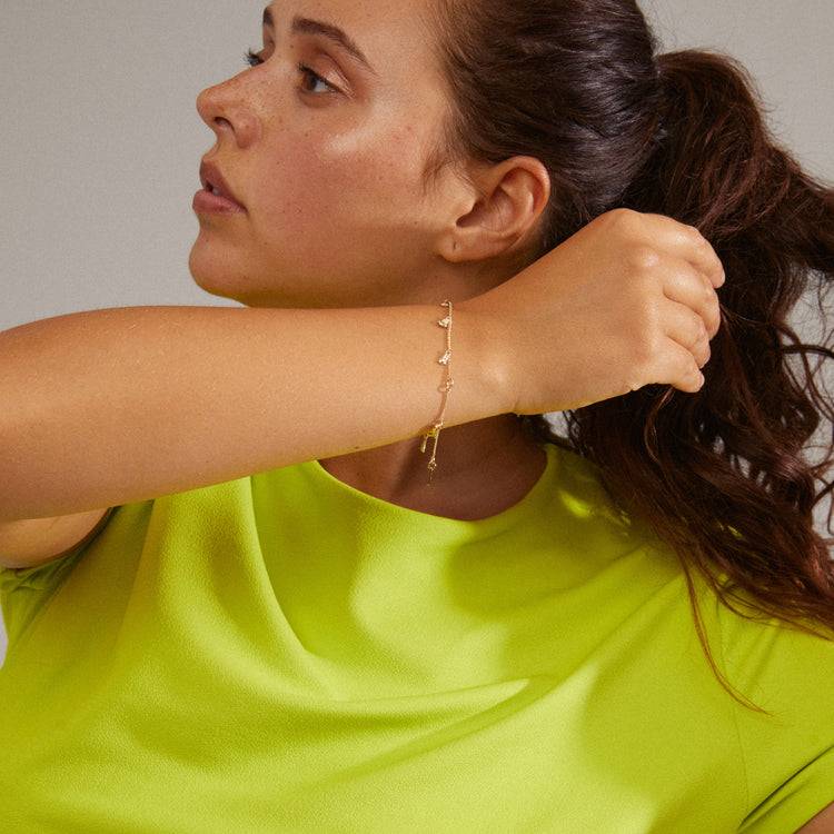 Pilgrim QUINN recyceltes Kristall-Armband mit Charm, vergoldet Bestseller
