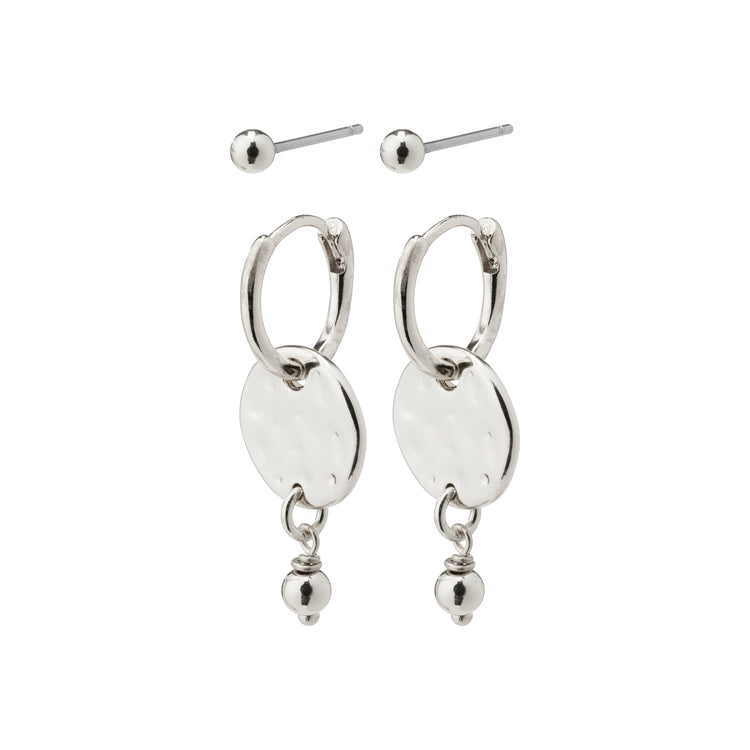 Pilgrim MSF Geschenkset, Münz-Hoops & Ohrstecker, versilbert 50% Rabatt mit kostenlosem Versand