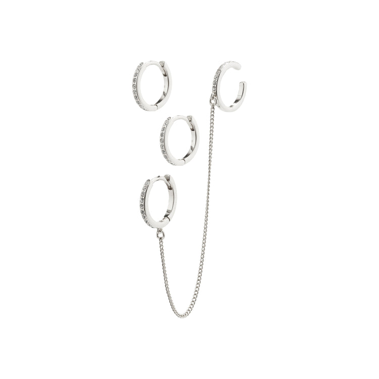 Pilgrim BLOSSOM recycelte Creolen und Earcuff 2-in-1-Set, versilbert Heißer Verkauf