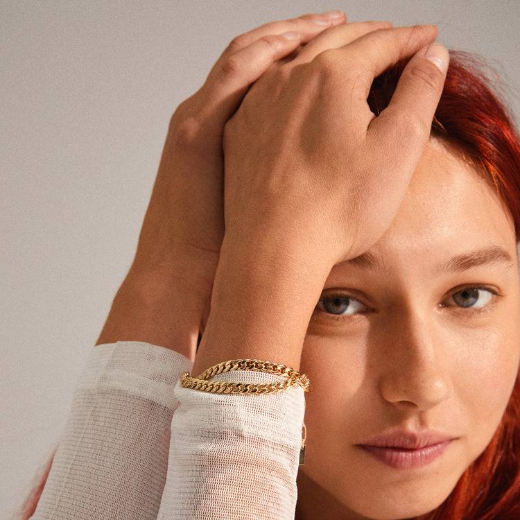 Pilgrim BLOSSOM recyceltes Panzerketten-Armband, 2-in-1, vergoldet Zeitlich begrenztes Angebot