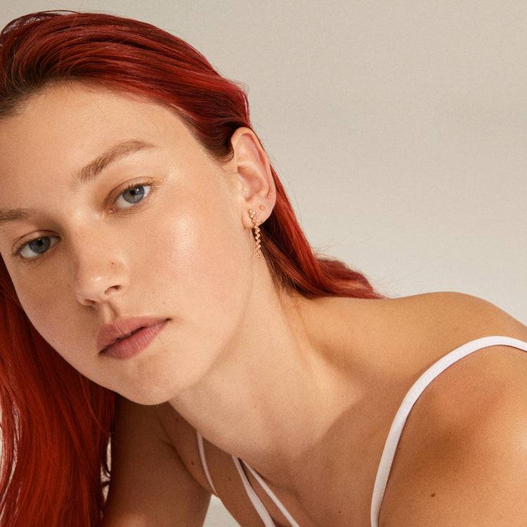 Pilgrim JOLENE recycelte Kettenohrringe 2-in-1, mit Roségold platt Rabatte dieses Monats