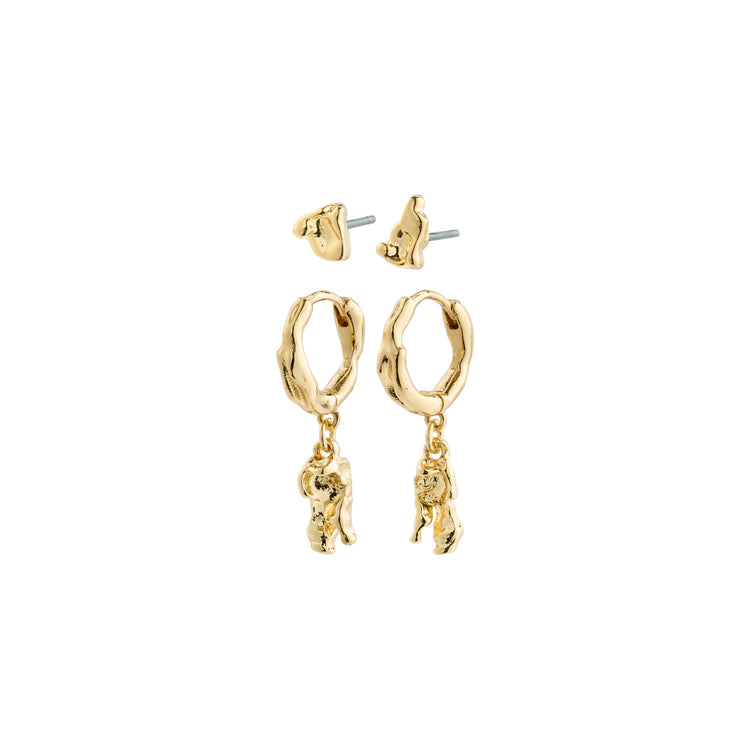 Pilgrim SEA recycelte Ohrringe, 2-in-1 Set, vergoldet Valentinstagsangebot