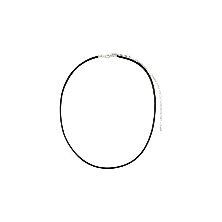 Pilgrim CHARM Lederband-Halskette, schwarz/versilbert Super Rabatt