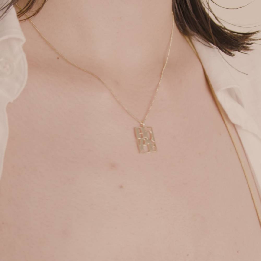 Pilgrim LOVE TAG, recycelte HOPE Halskette vergoldet Begrenzte Freigabe
