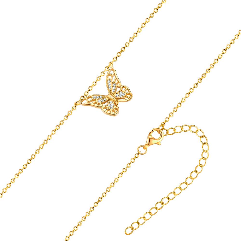 Rafaela Donata Kette mit Anhänger Sterling Silber gelbgold Zirkonia weiß Begrenztes Angebot