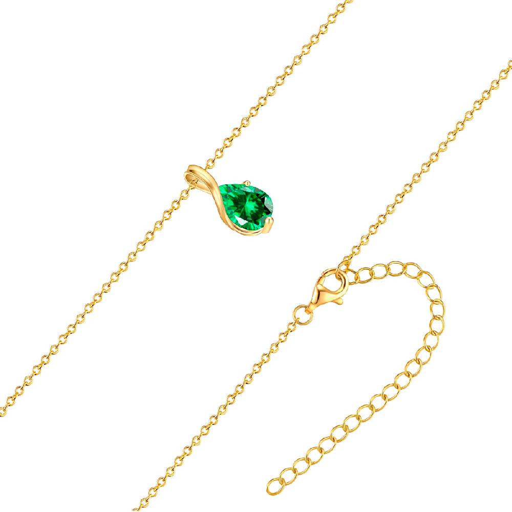 Rafaela Donata Kette mit Anhänger Sterling Silber gelbgold Zirkonia grün Online Shopping