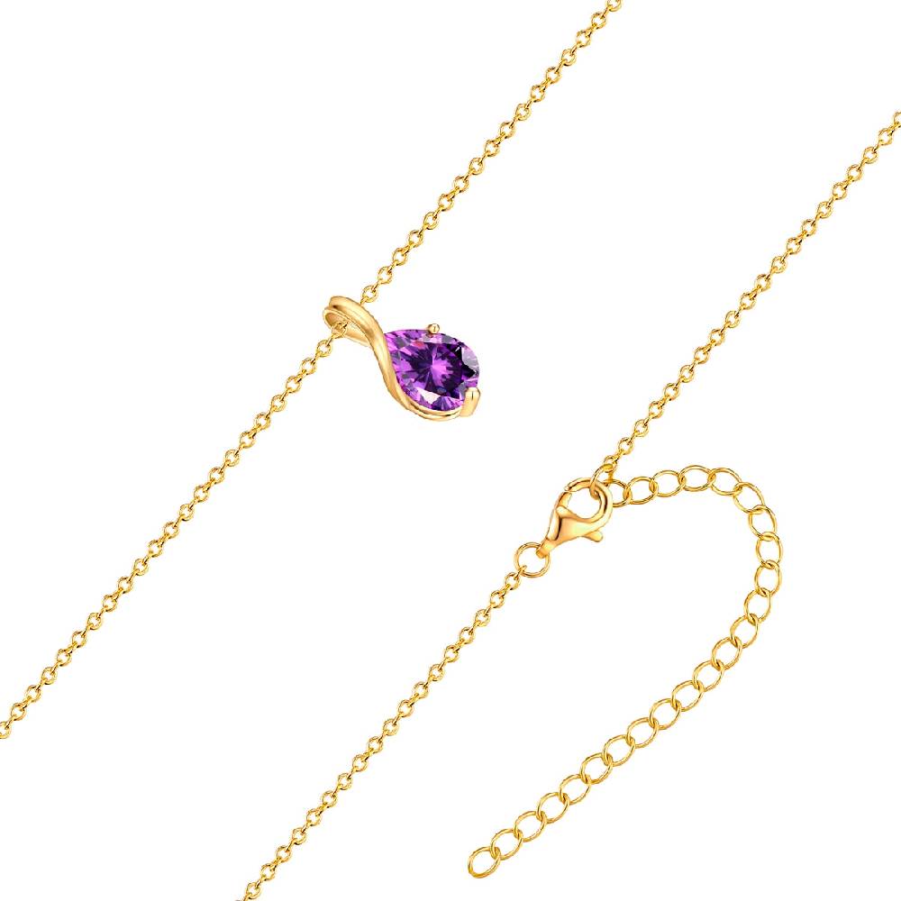 Rafaela Donata Kette mit Anhänger Sterling Silber gelbgold Zirkonia violett Cyber Monday
