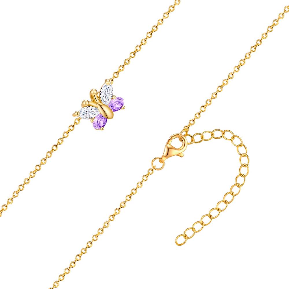 Rafaela Donata Kett mit Anhänger Sterling Silber gelbgold Zirkonia weiß violett Online Outlet