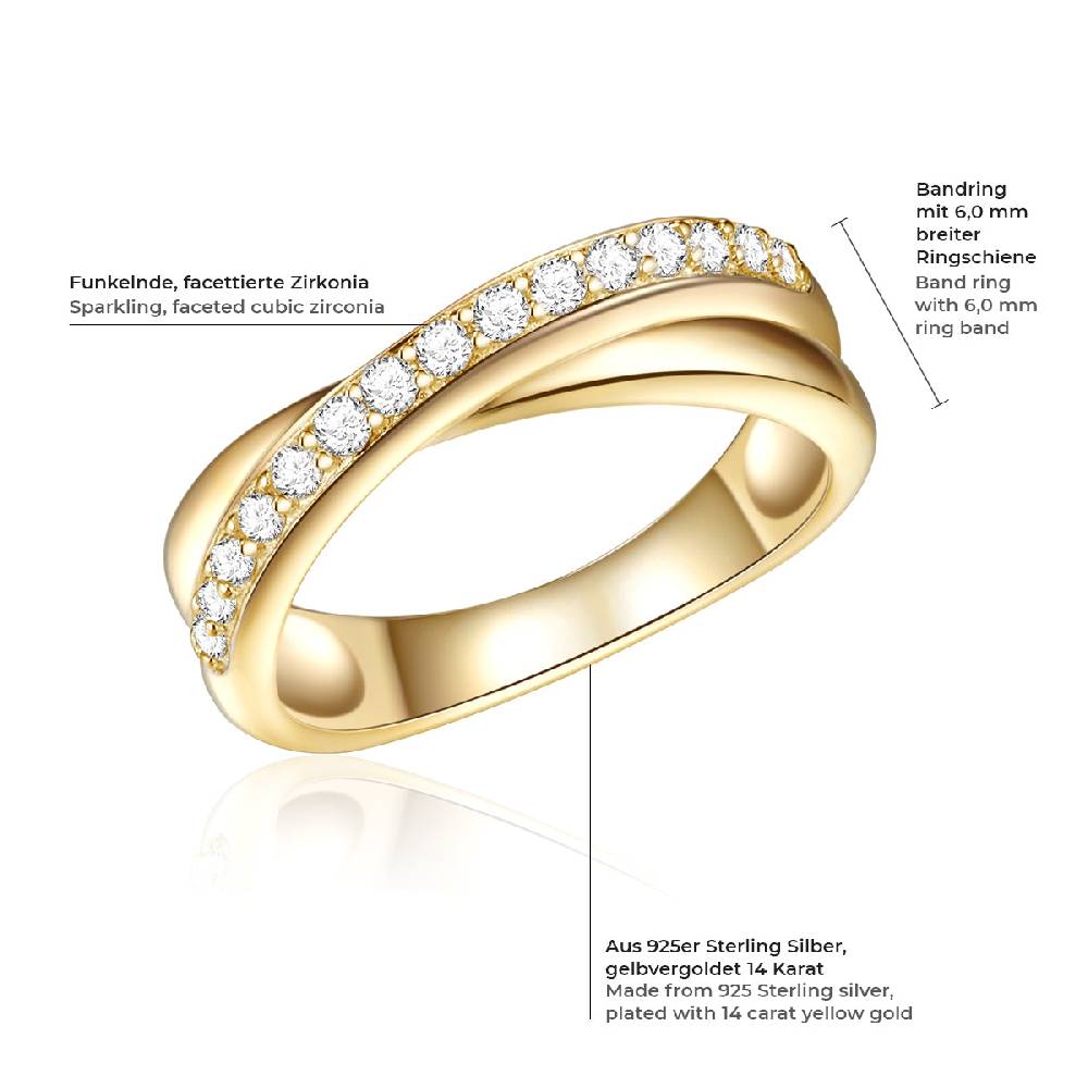 Rafaela Donata Ring Sterling Silber gelbgold Zirkonia weiß 50% Rabatt für begrenzte Zeit