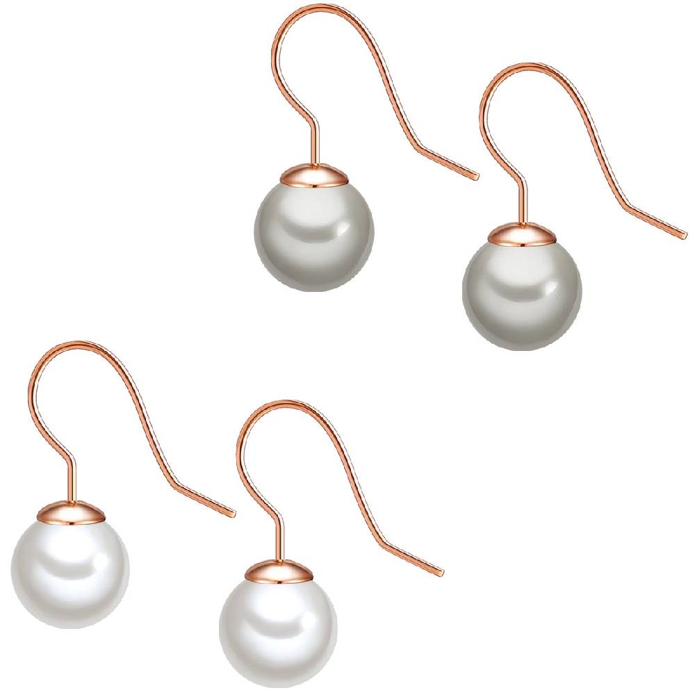 Rafaela Donata 2er Set Perlenohrhänger Sterling Silber roségold Muschelkernperle weiß silbergrau Lagerräumung