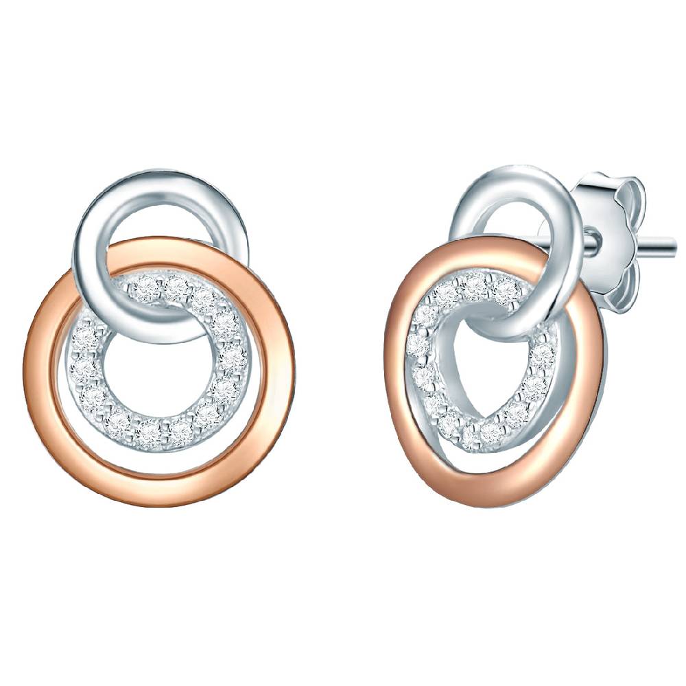 Rafaela Donata Ohrstecker Sterling Silber bi-Color Zirkonia weiß Top Angebot