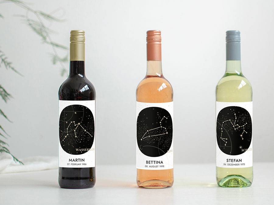 Renna Deluxe Sternzeichen Steinbock | Personalisiertes Weinlabel Sonderangebot der Fabrik