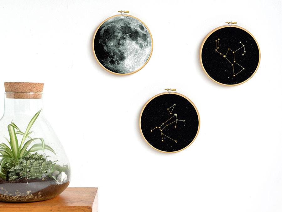 Renna Deluxe ORION Sternbild im Stickrahmen Flash Sale