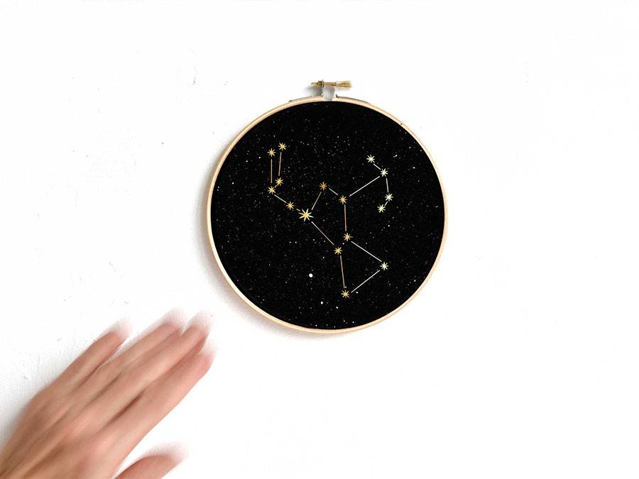 Renna Deluxe ORION Sternbild im Stickrahmen Flash Sale