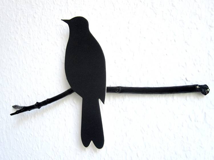 Renna Deluxe Amsel in Schwarz Wandobjekt Exklusivangebot
