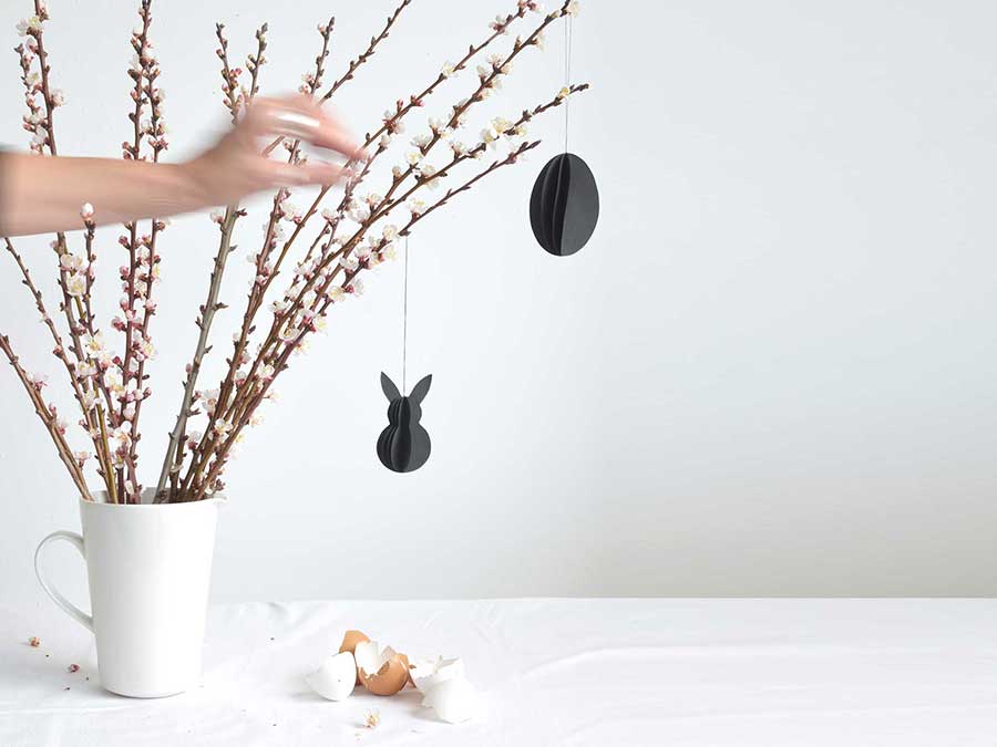 Renna Deluxe Anhänger Osterhase in Schwarz-Weiß Preisnachlass