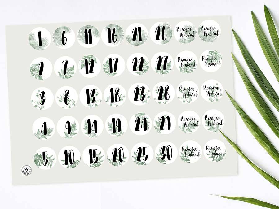 Renna Deluxe RAMADAN Kalender Zahlensticker mit schwarzen Tüten Jubiläumsangebot