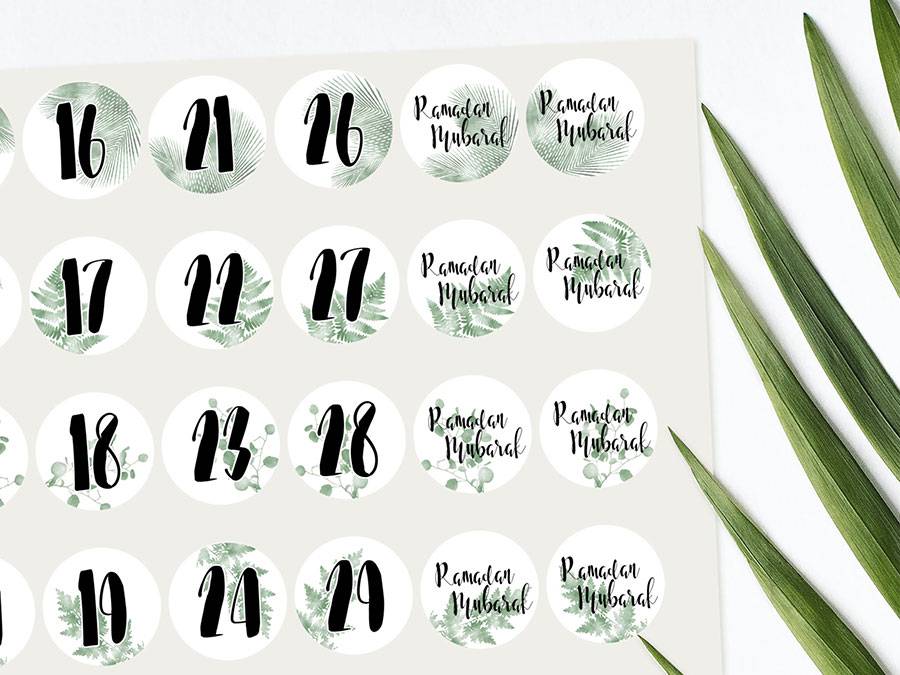 Renna Deluxe RAMADAN Kalender Zahlensticker mit schwarzen Tüten Jubiläumsangebot