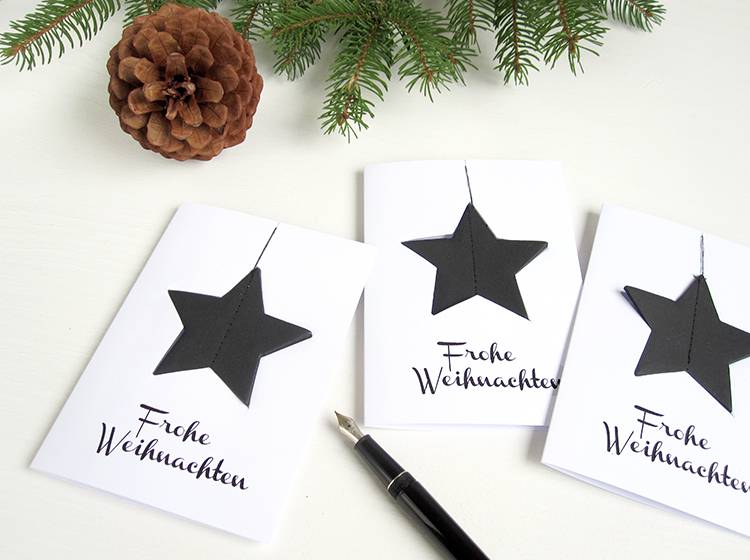 Renna Deluxe Frohe Weihnachten Karte mit Stern in schwarz Preisnachlass