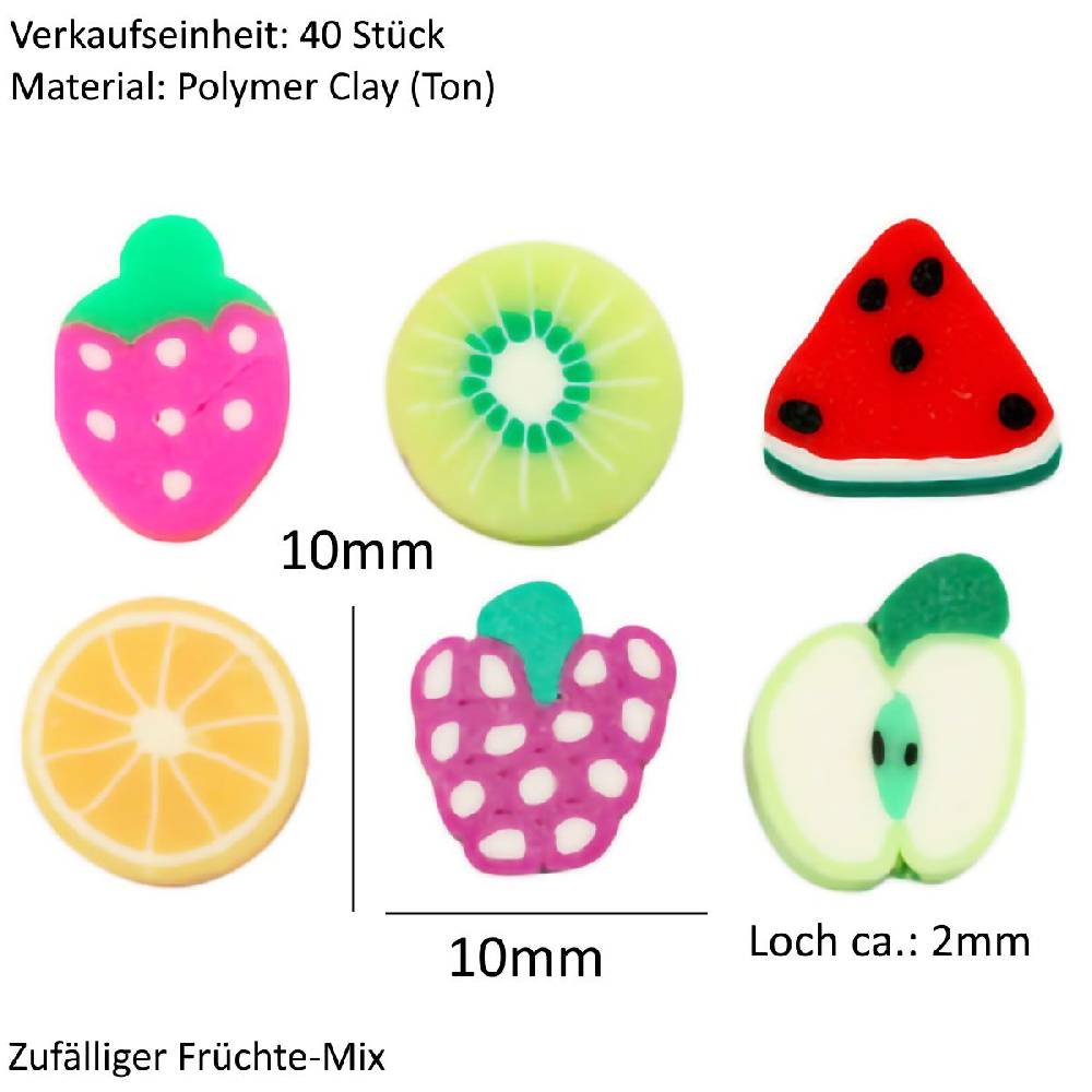 Sadingo Polymer Clay Perlen | 40 Stk., 10mm, Früchte Tägliche Deals