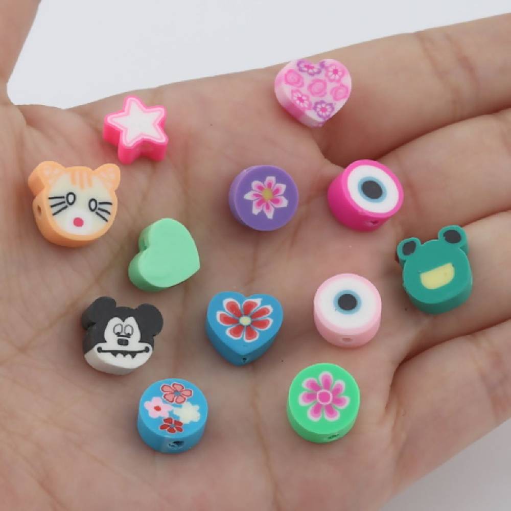 Sadingo Polymer Clay Perlen | 50 Stk., bunter Mix Super Sparpreis
