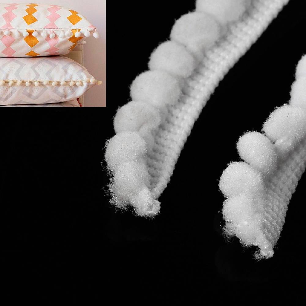 Sadingo Bommelborte Weiß 4,5 Meter, Breite 12mm, Pompomband Bis zu 50% Rabatt
