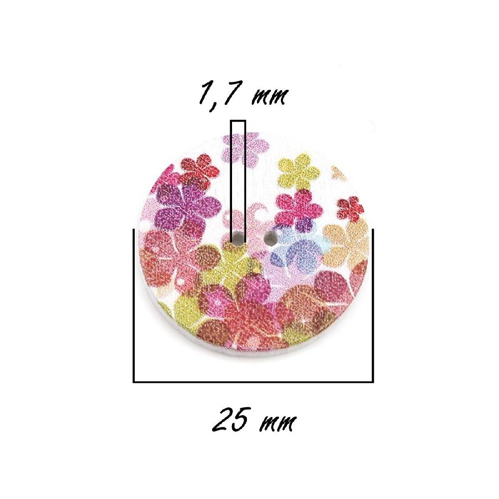 Sadingo Holzknöpfe Blumen Mix - 100 Stück - 25 mm online sichern Nur für heute