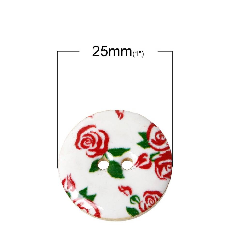 Sadingo Holzknöpfe - 20 Stk. - Ø 2,5 cm - Blumenmuster Riesige Rabatte