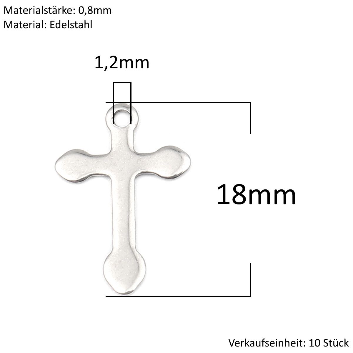 Sadingo Kreuz Anhänger Silber 10 Stück 12x18mm, Bastelbedarf Meist gekauft