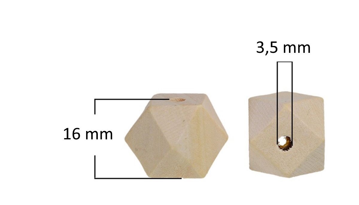 Sadingo Holzperlen eckig natur, Geometrische Bastelperlen, 20 Stück Fabrikverkauf