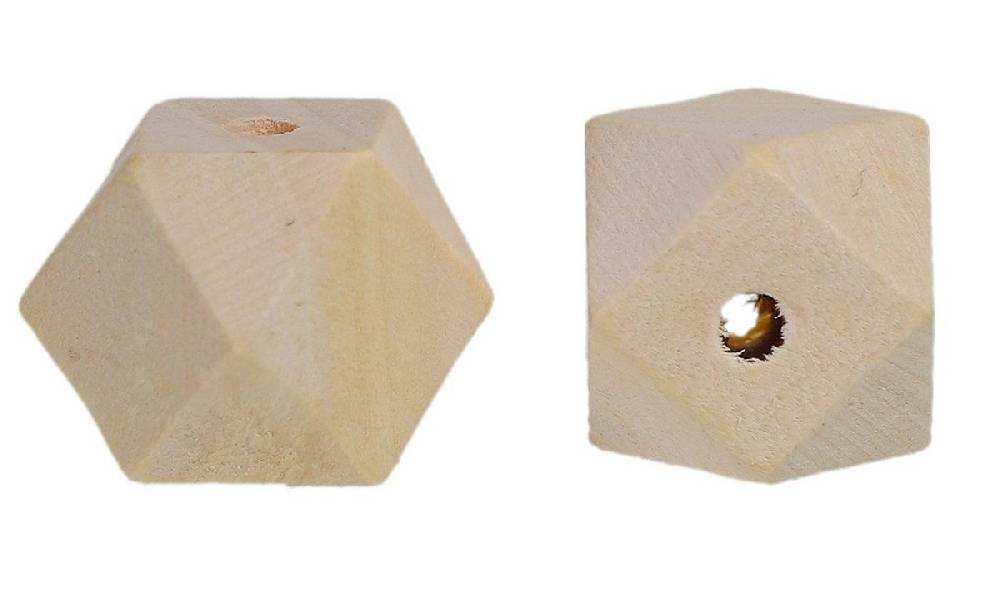Sadingo Holzperlen eckig natur, Geometrische Bastelperlen, 20 Stück Fabrikverkauf