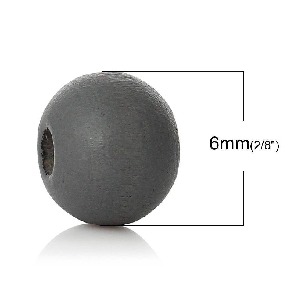 Sadingo Holzperlen Dunkelgrau - 50 Stück - 6 mm Kostenloser Versand