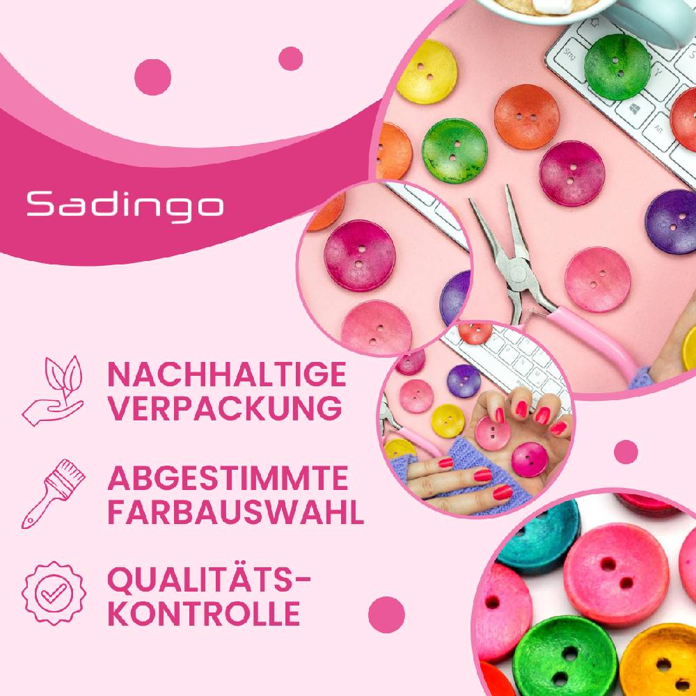 Sadingo Holzknöpfe zum aufnähen, 50 Stück-Ø 3 cm, bunter Mix Sonderangebot