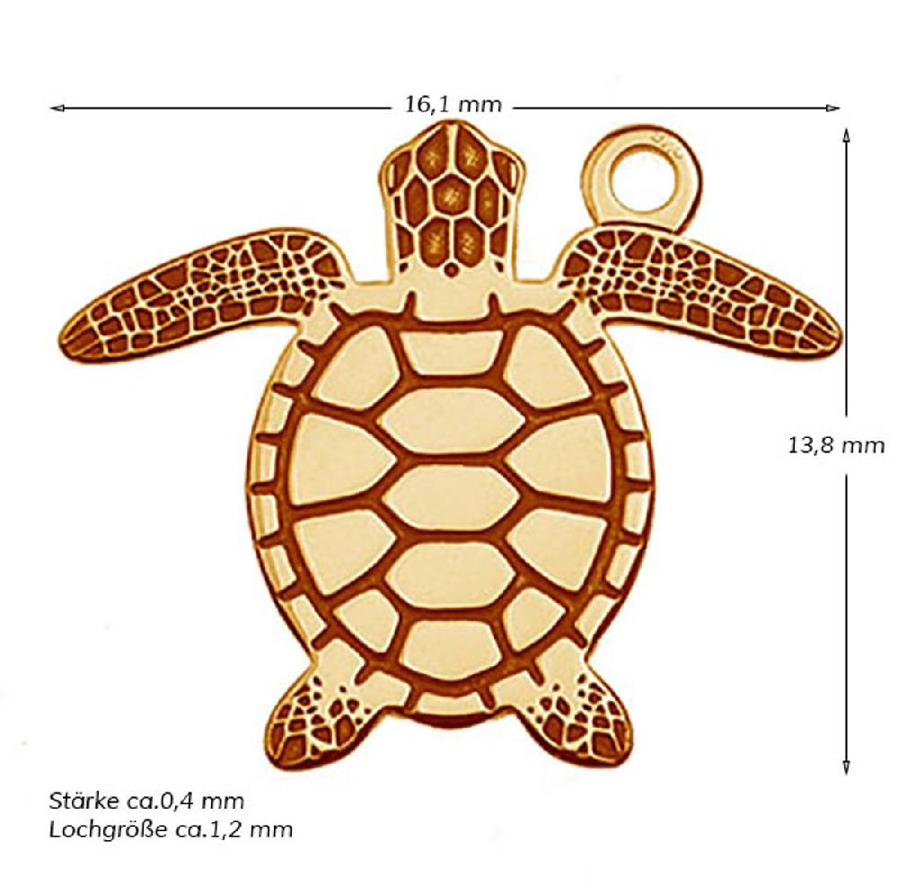 Sadingo Schmuckanhänger Schildkröte 13,8 x 16,1 mm Versandkostenfrei