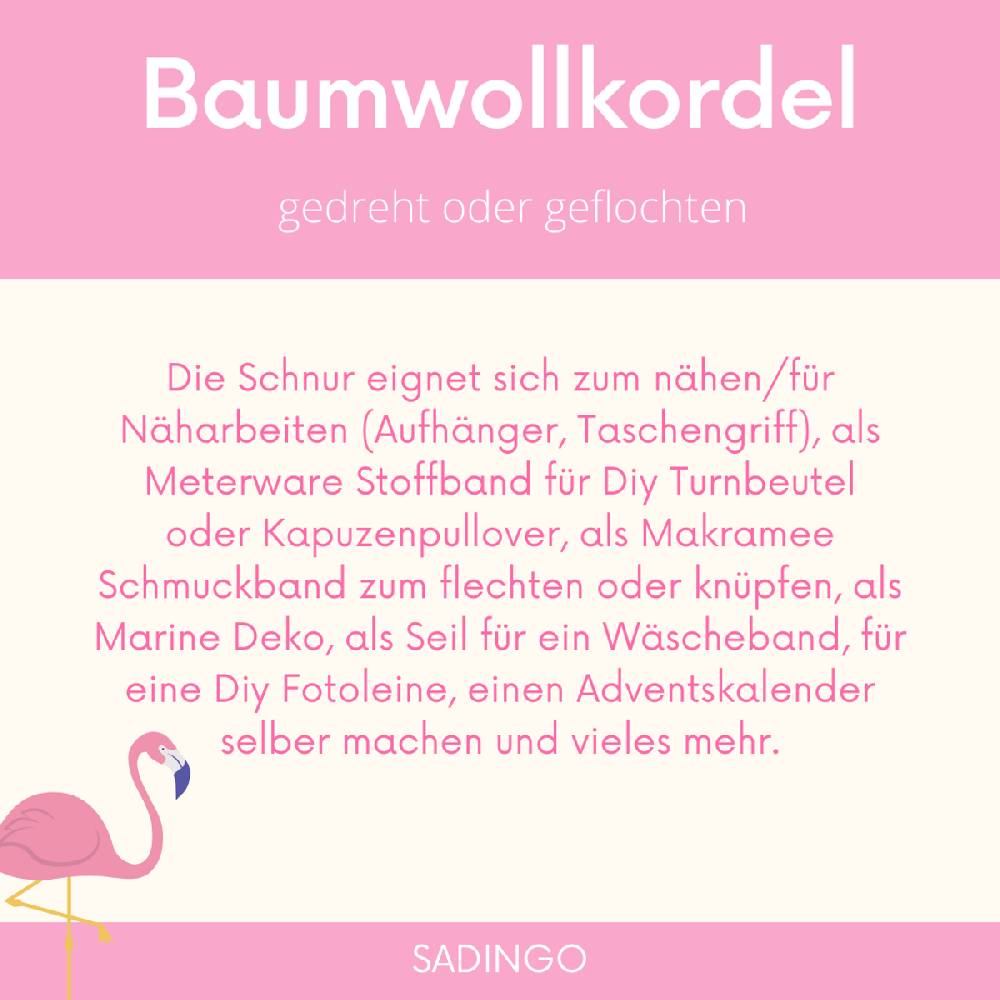 Sadingo Baumwollkordel 8mm gedreht - 10 Meter 8mm - Off White Heißer Verkauf