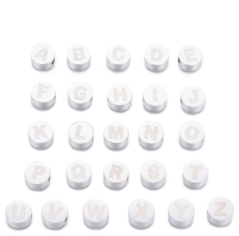 Sadingo Buchstabenperlen Edelstahl 2 Stück 10mm, Buchstabe wählbar Bestseller