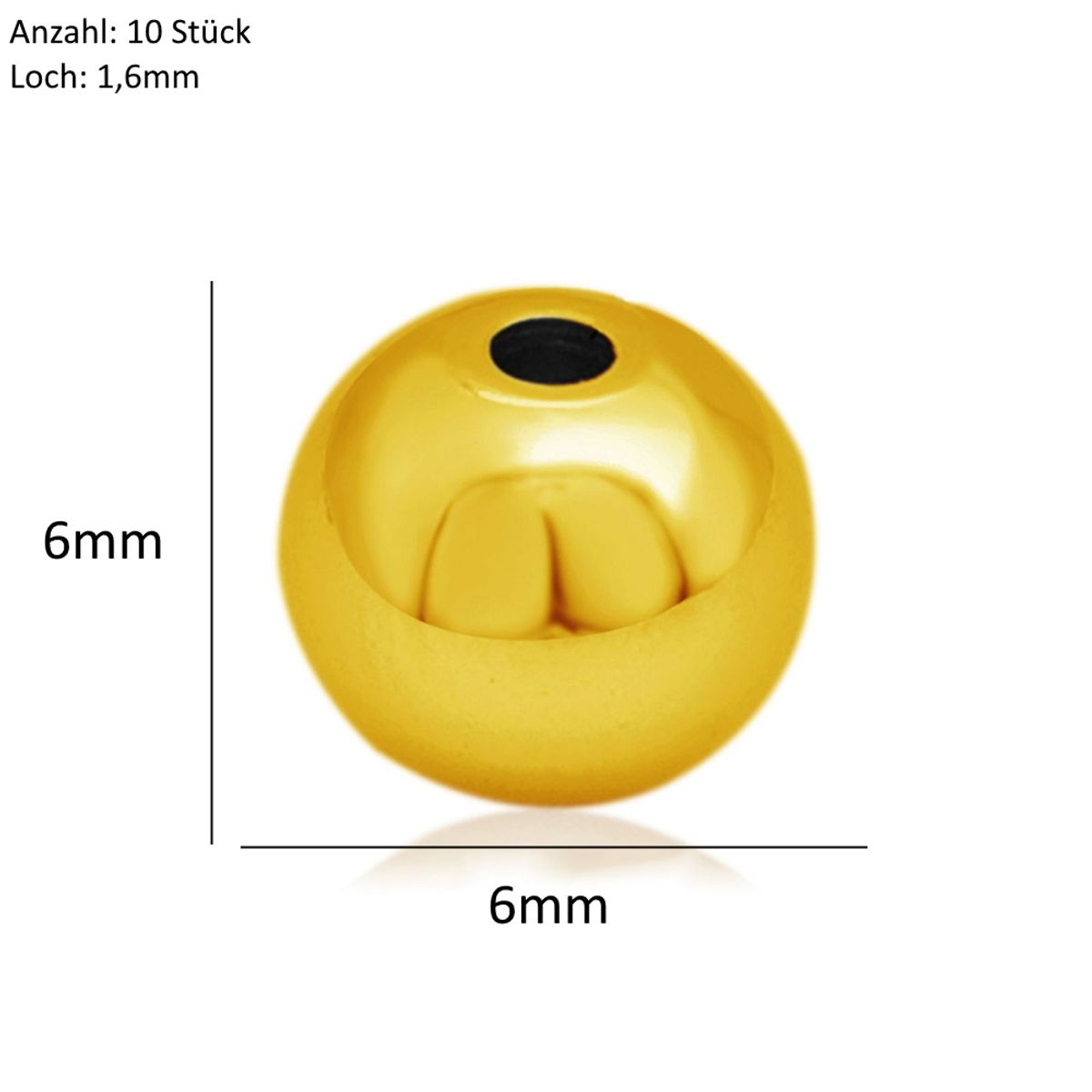Sadingo Metallperlen | Edelstahl-Perlen, 6mm, 10 Stück Saisonale Angebote