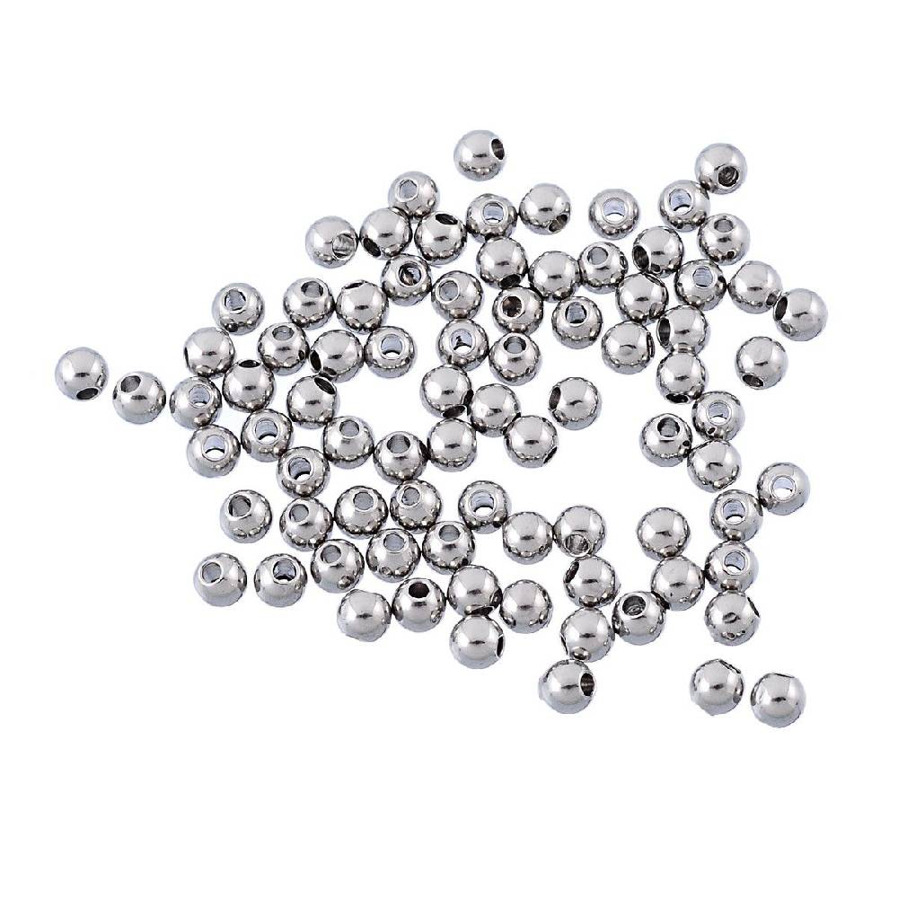 Sadingo Metallperlen | Edelstahl-Perlen Silber, 3 mm, 50 Stück VIP-Rabatte