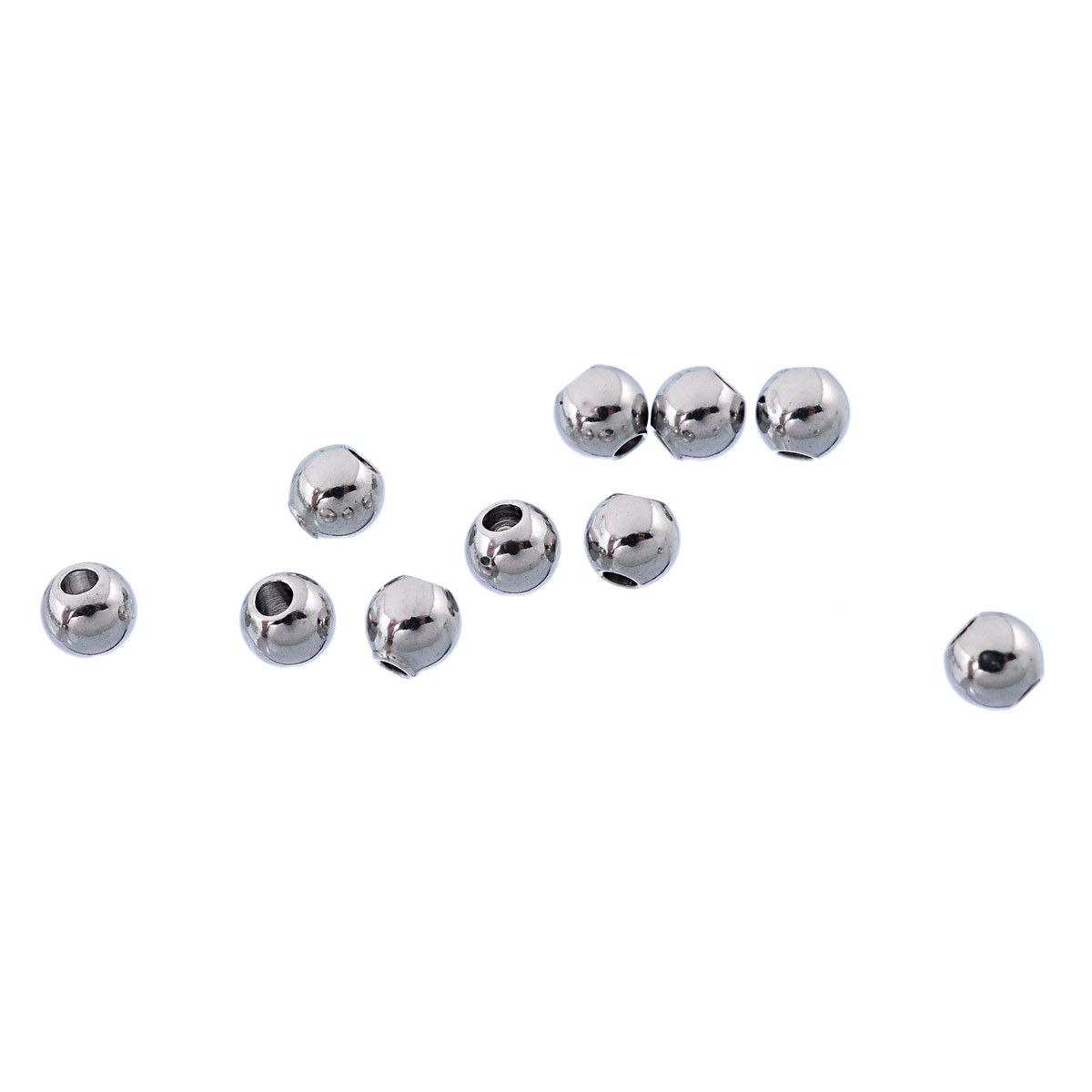 Sadingo Metallperlen | Edelstahl-Perlen Silber, 3 mm, 50 Stück VIP-Rabatte