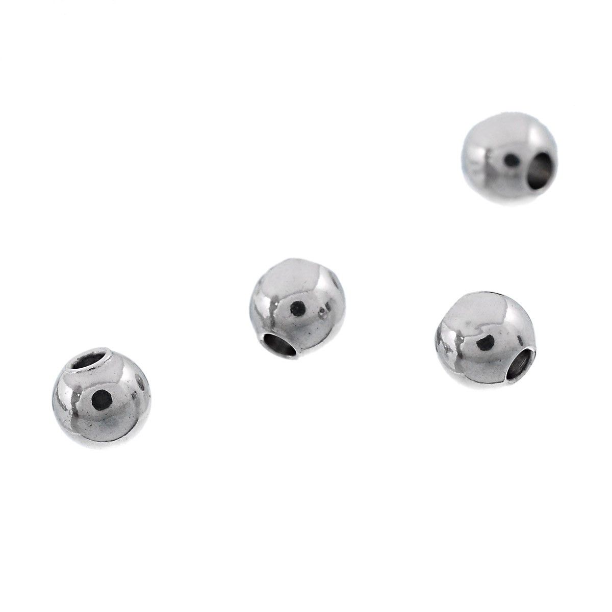 Sadingo Metallperlen | Edelstahl-Perlen Silber, 3 mm, 50 Stück VIP-Rabatte