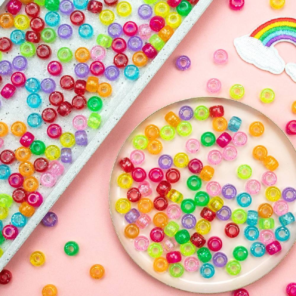 Sadingo Acrylperlen Glitzer | 500 Stk., 9 x 6 mm Tiefpreis
