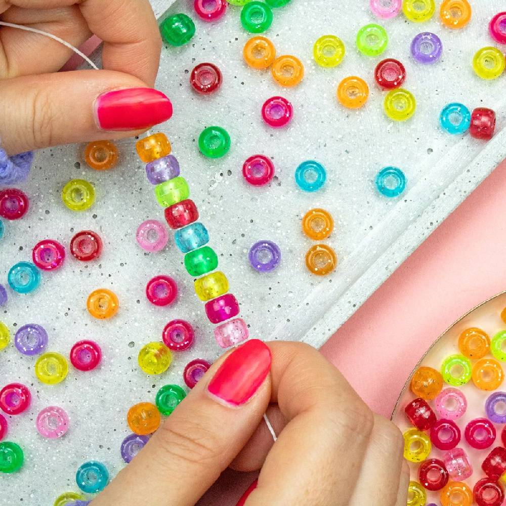 Sadingo Acrylperlen Glitzer | 500 Stk., 9 x 6 mm Tiefpreis