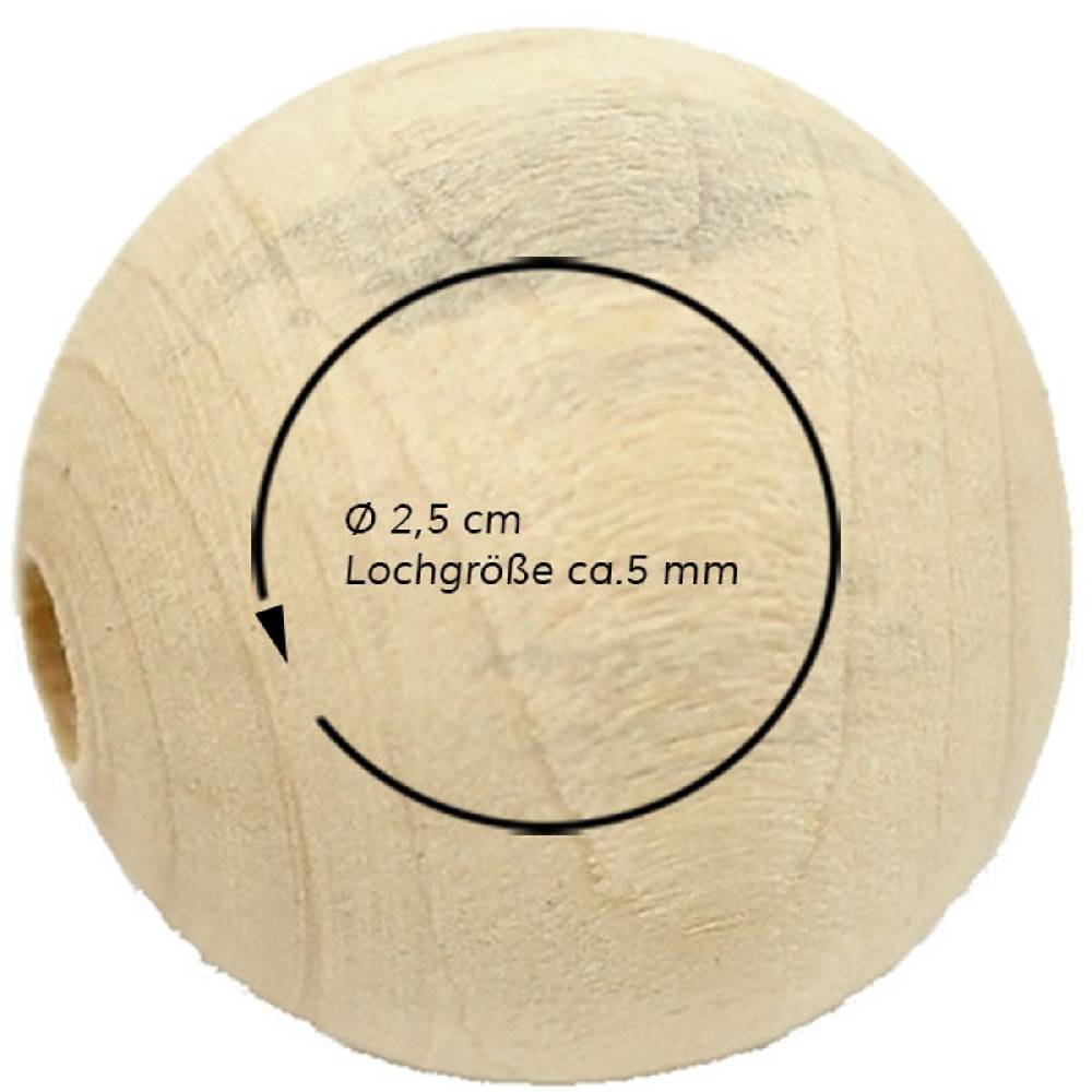 Sadingo Holzperlen natur, 30 Stk. - Ø 2,5 cm Letzte 2 Tage