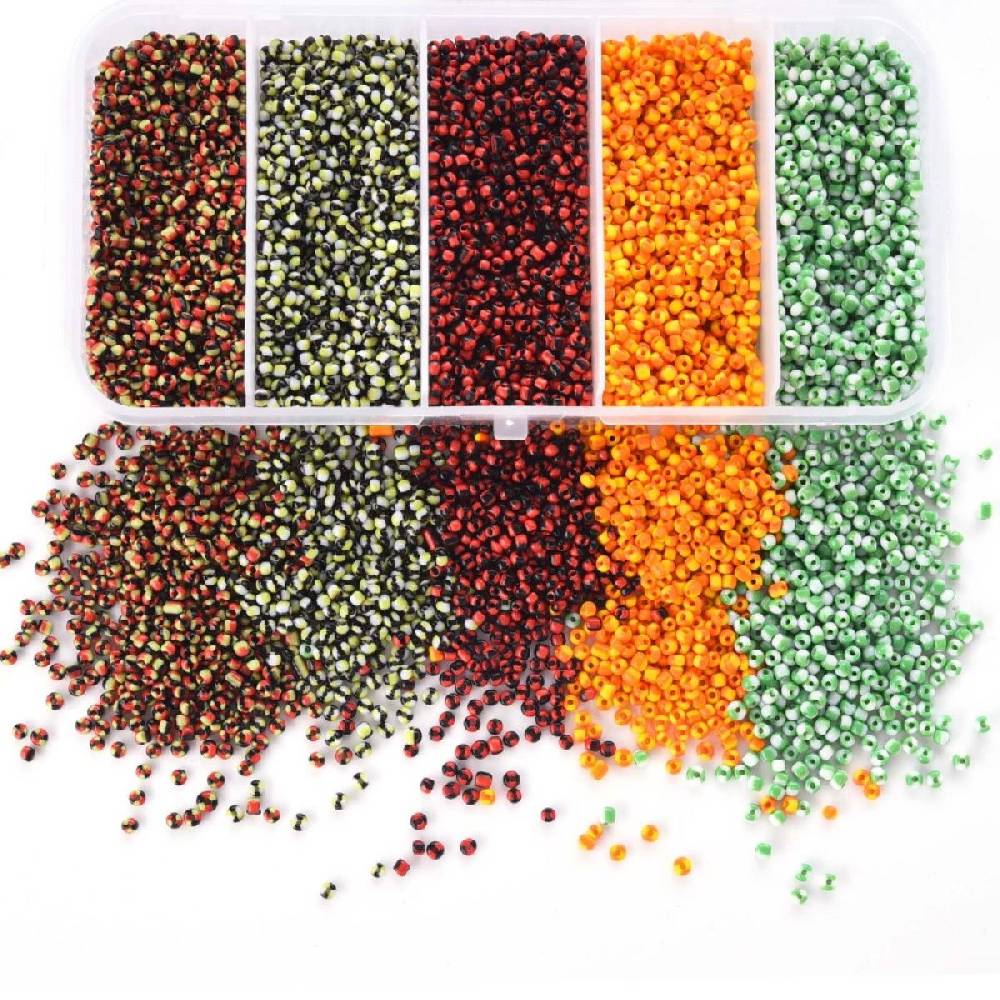 Sadingo Rocaillesperlen | 5 Farben je 16 Gramm, 1-1,5 mm Sonderangebot der Fabrik