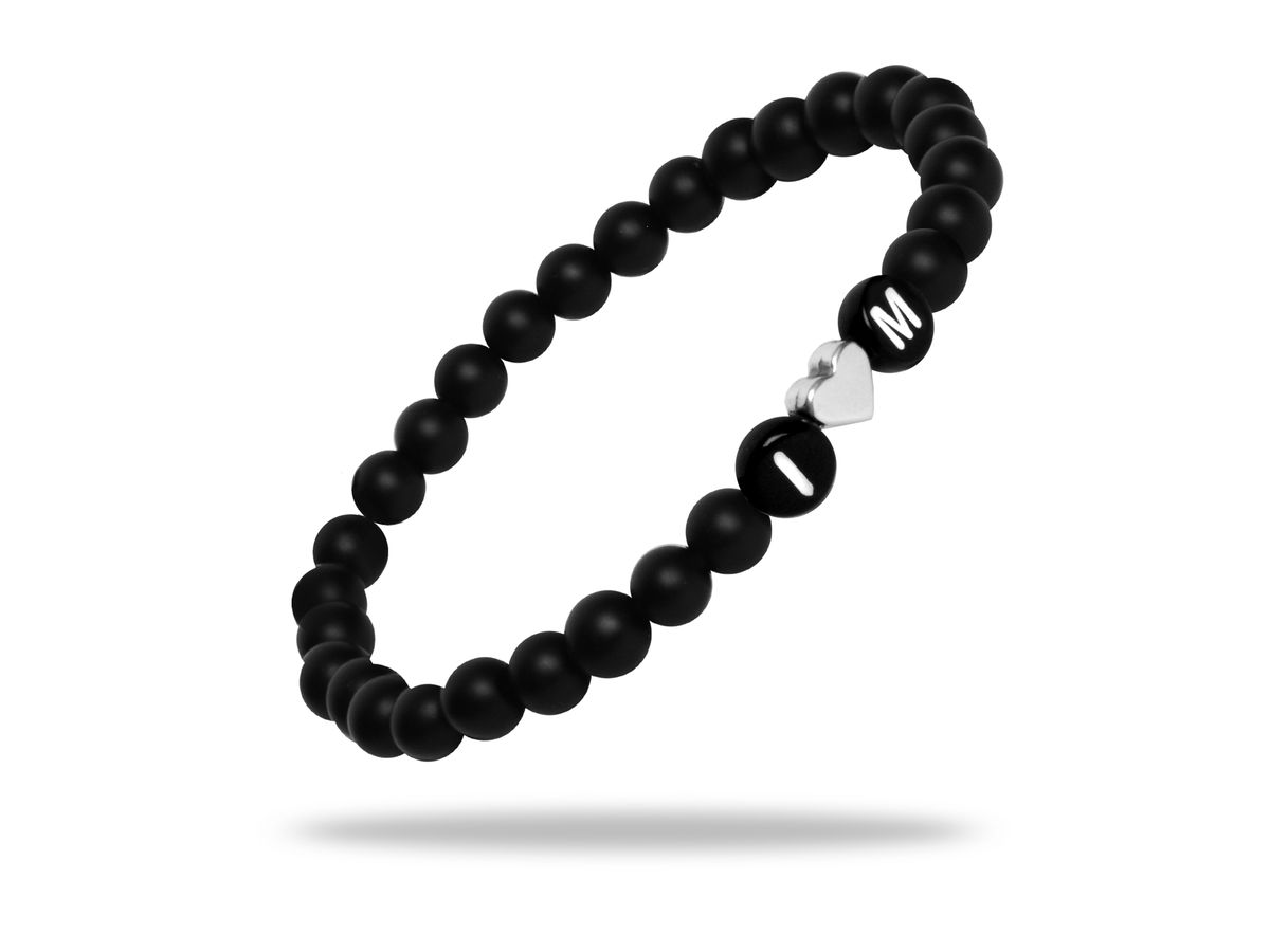 Sadingo Partnerarmband Set "ISLAND" aus schwarzen Natursteinperlen im Angebot